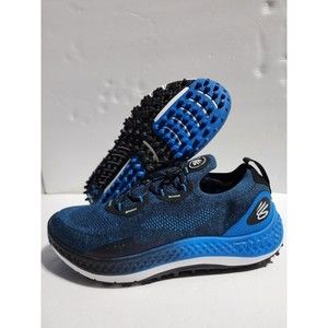 Under Armour UA Charged Curry Spikeless Golf Shoes Sz 9.5 Blue/Black 3025072-001